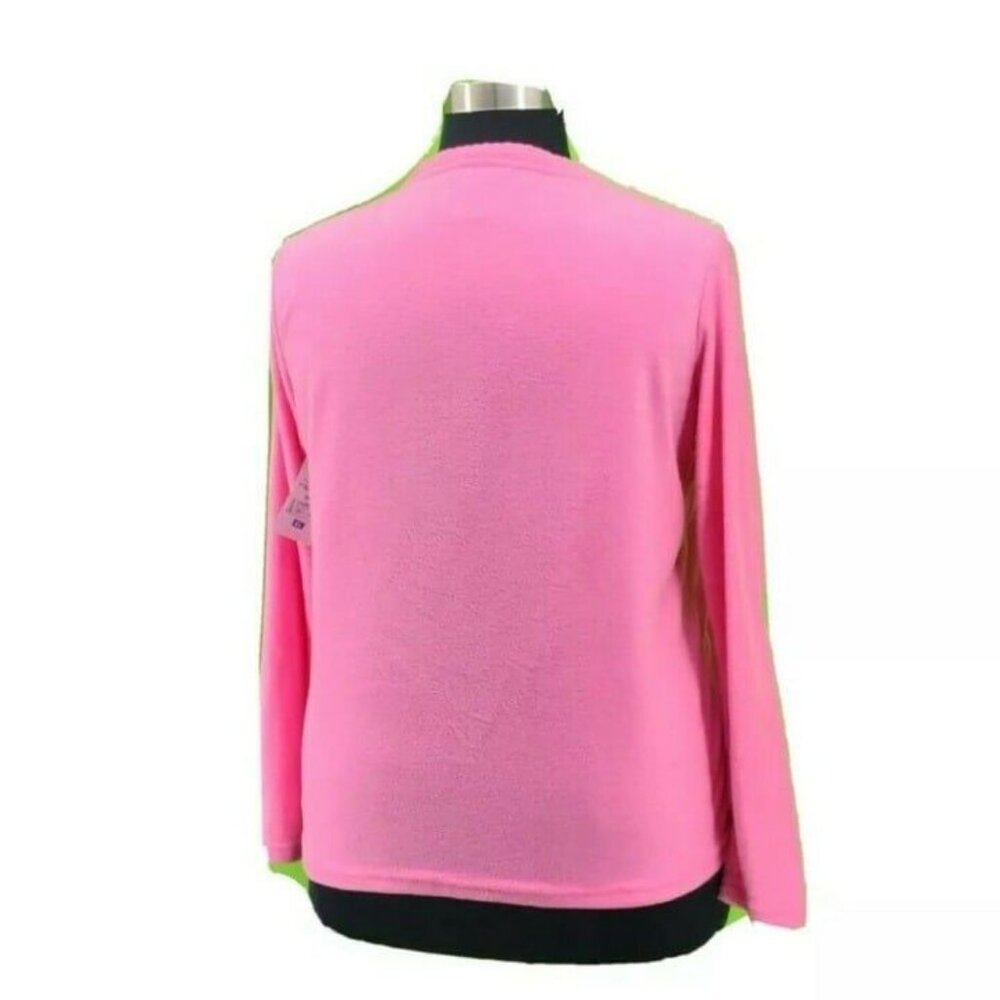 Rene Rofe Womens Pajama Shirt Top Sweater Fleece Pink L/S Size XL NEW - Picture 4 of 6